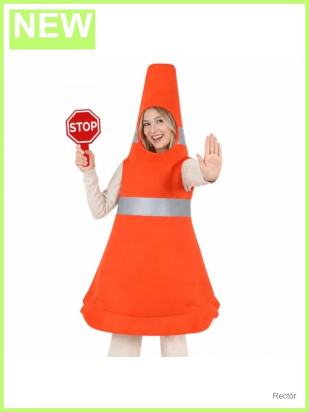 Adult Traffic Cone Costume with Stop Go Sign, Halloween Party Outfit